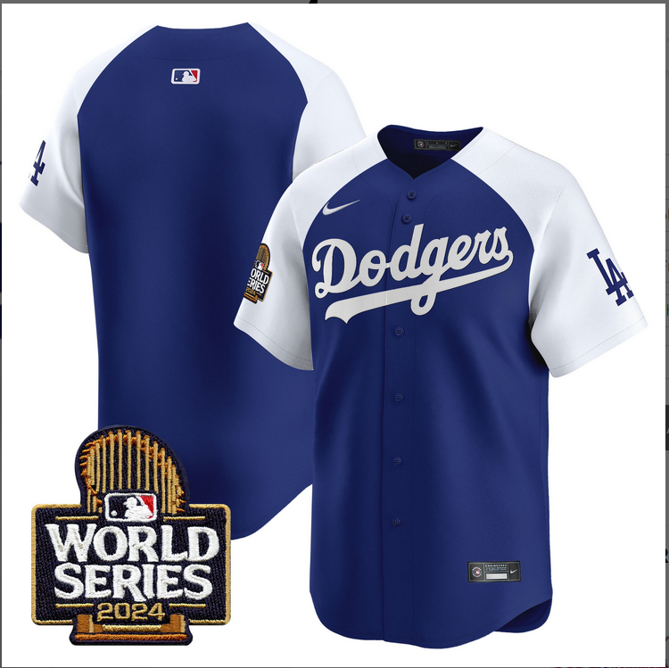 Men MLB Los Angeles Dodgers blank blue 2024 World Series Champions Patch Limited Jersey20241105 style 2